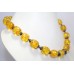Women's Necklace 925 Sterling Silver beads synthetic amber stone P 413